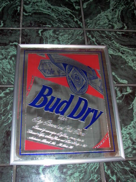 Bud Dry Beer Mirror Sign