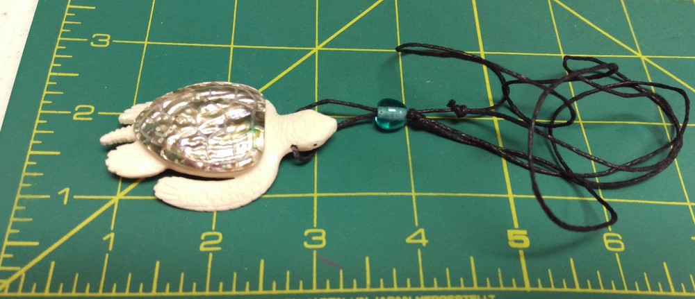 Hand Carved Turtle Choker with Abalone Shell - handcrafted choker with turtle