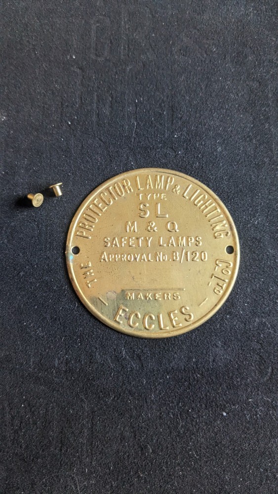 Protector Type SL Replacement Miners Lamp Badge Brass