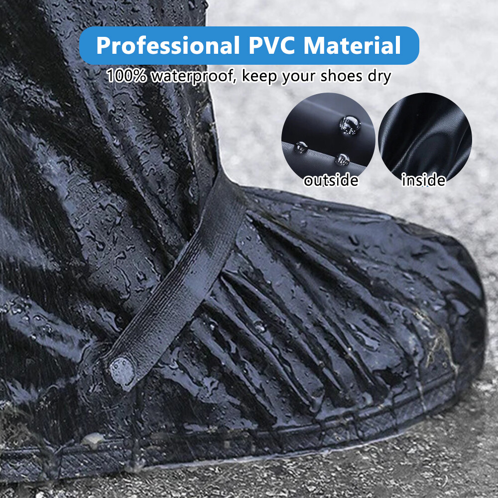 Reusable Waterproof Rain Shoe Covers Boot Non Slip Overshoe Zipper Men Women