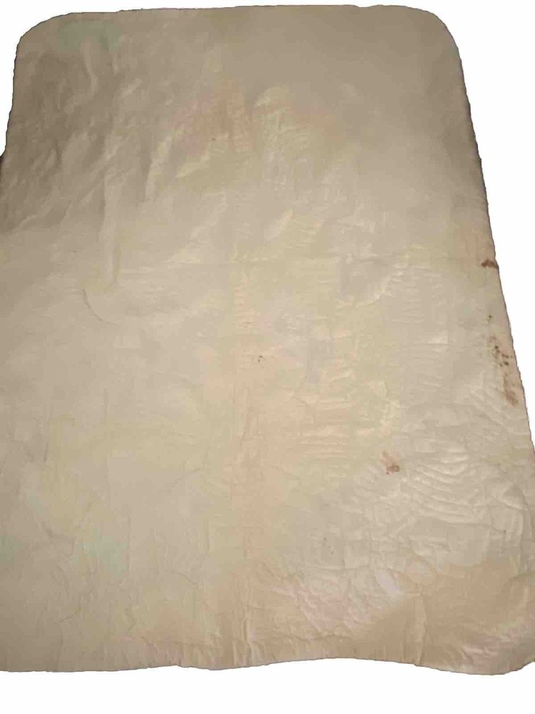 QUILT-‘SIGNED’ HANDMADE Wedding Ring Pattern 78” X 56” PATCHWORK *ANTIQUE*