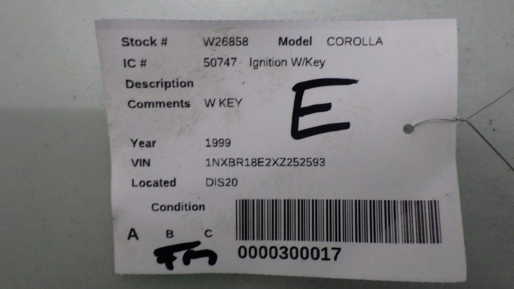 99 TOYOTA COROLLA Ignition W/Key