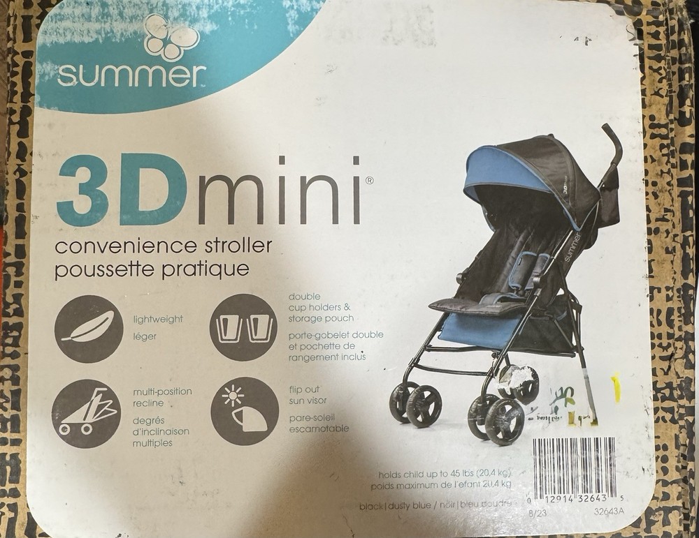 Summer By Ingenuity 3D Mini Convenience Stroller Blue/Black Open Box