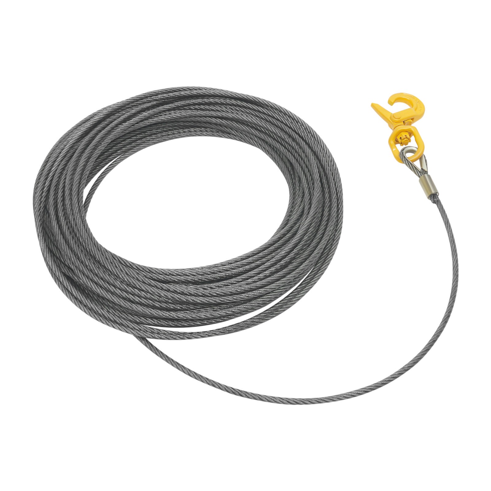 Wire Rope w/ Swivel Hook 3/8"x150ft Winch Cable w/ Self Locking Hook Safety NEW