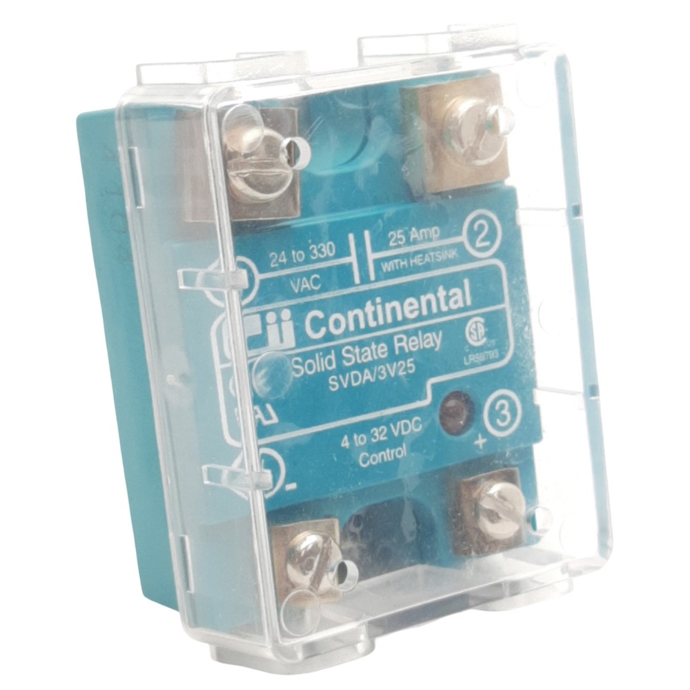 Continental SVDA-3V25 Solid State Relay 24-330VAC, 25A, 4-32VDC Control