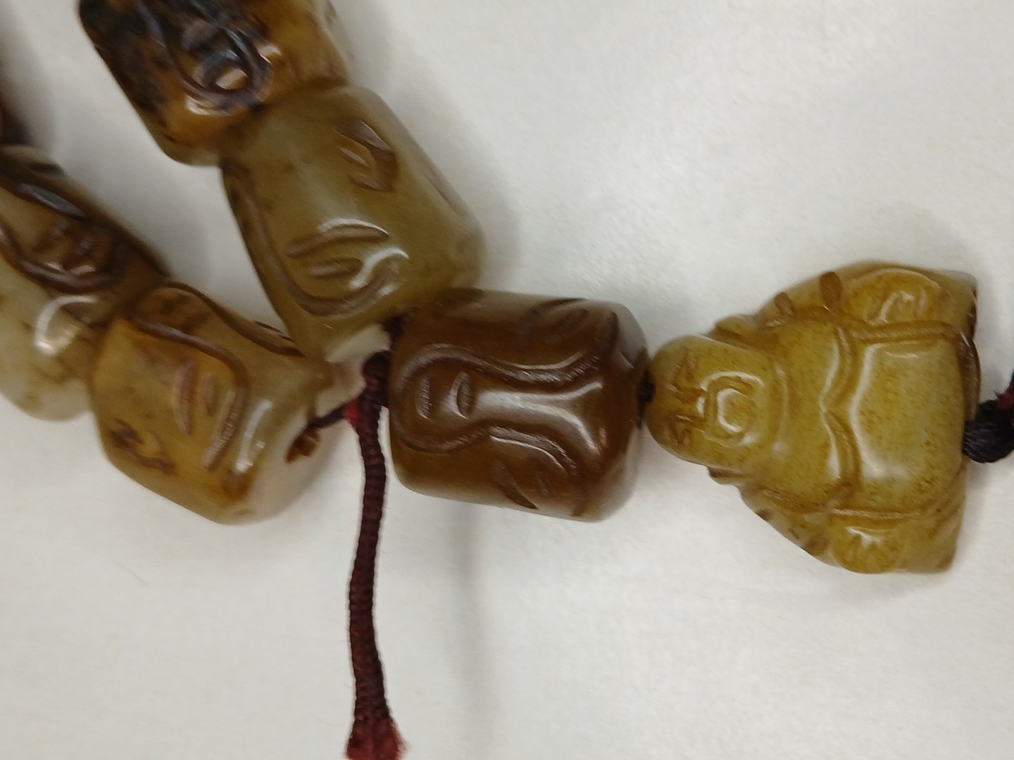 Antique Vtg Original China Tibetan Carved Prayer Jade Beads Buddha