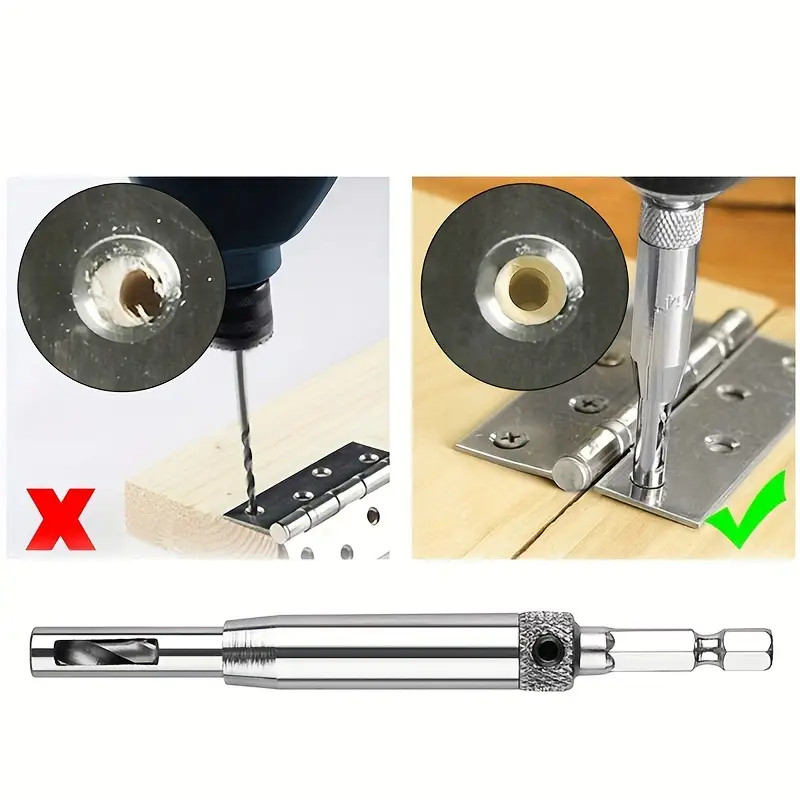 Self Centering Hinge Hardware Drill Bit Set 3 Pcs Pilot Hole Guides Door Window
