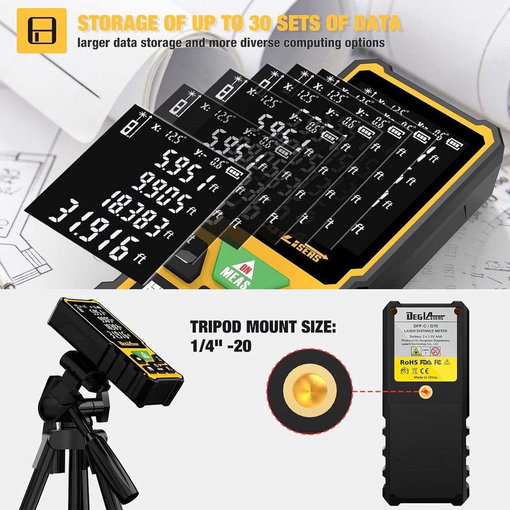 Precision Laser Measure - 328ft Green Laser Tool with Angle Sensor & LCD Display