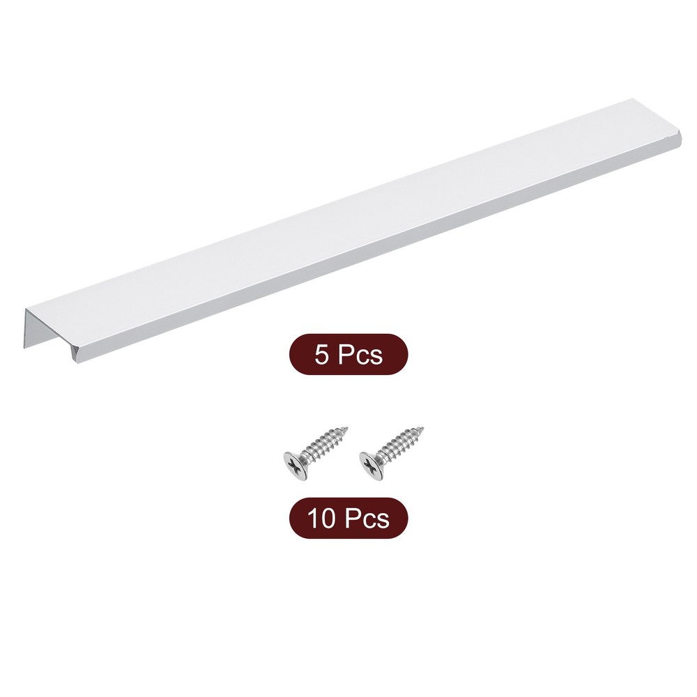 Cabinet Edge Finger Pull, 5pcs 300mm / 11.81" Hidden Cabinet Pulls, Silver