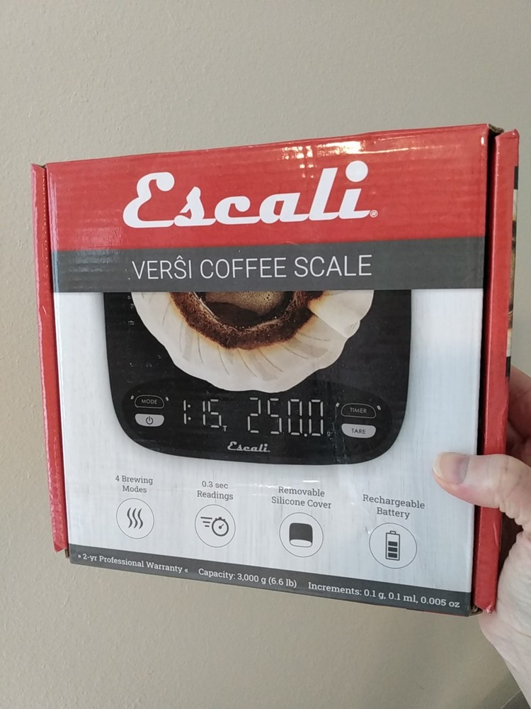 Escali Versi Digital Coffee Scale with Timer, 6.6 lb Capacity, Black Model CF63B