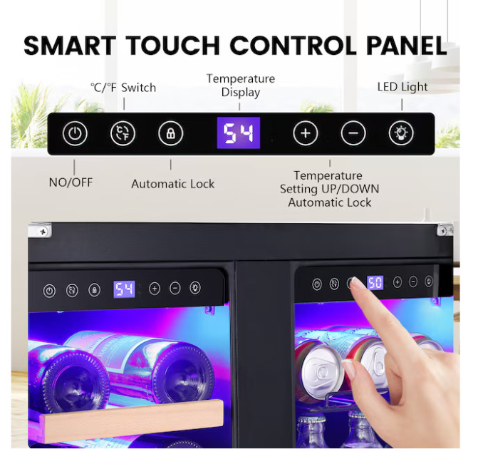 COWSAR 3.96 Cu Ft 18 Bottle Built-In Dual Zone Wine Cooler Silver SALE/FREE SHIP