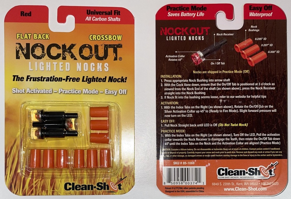 NockOut Lighted Nocks Crossbow Flatback Universal Fit Red 3 Pack