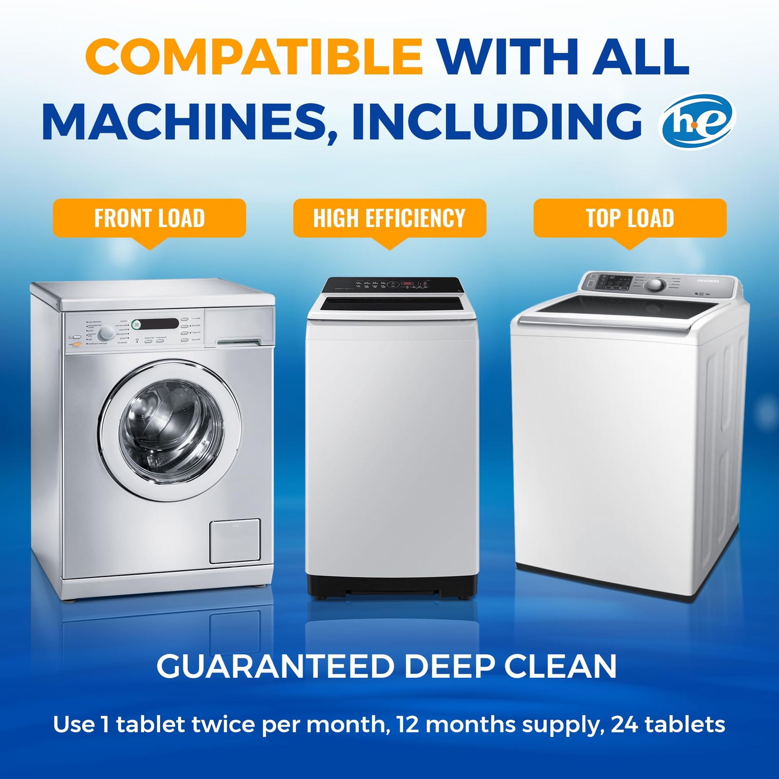 Bastion Washing Machine Cleaner, Deodorizer, & Descaler - 24 pack