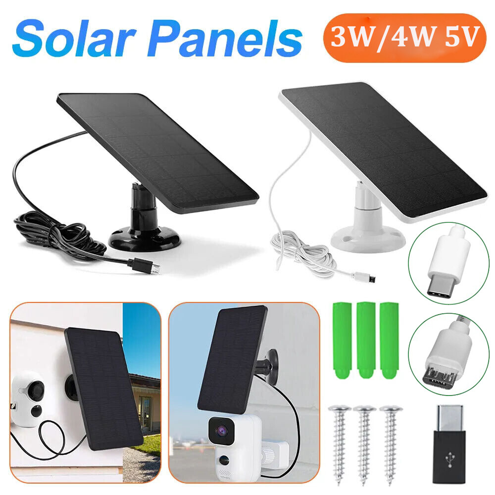 Solar Panel for Micro USB Power CCTV Camera Security Cam Battery Charger 3/4W 5V