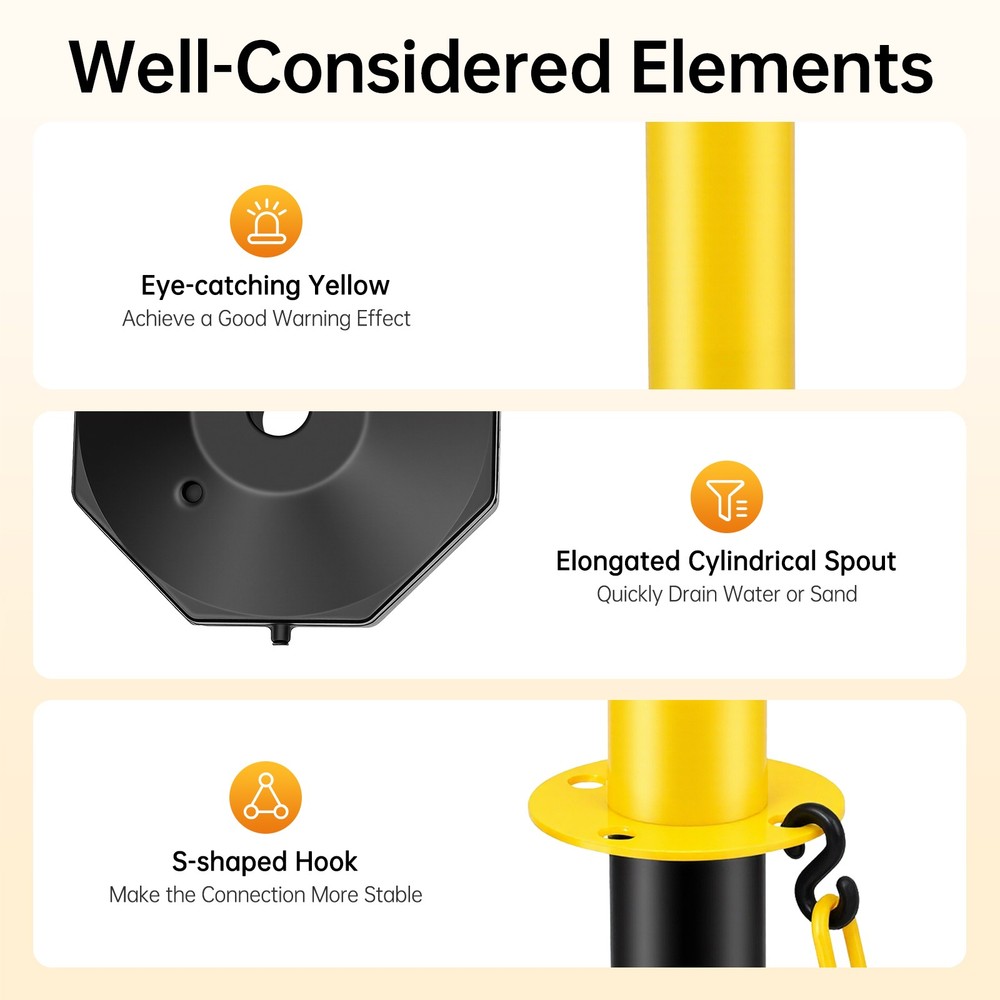 6 Pack Traffic Cones Adjustable Delineator Post Portable Parking Pole W/ Chains