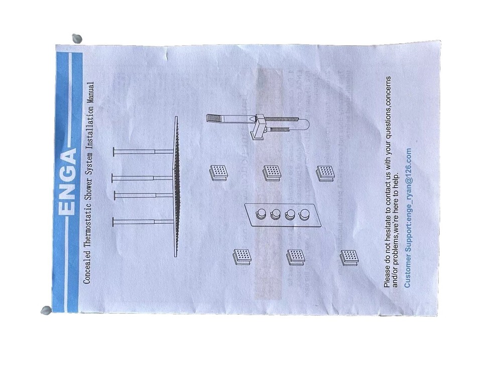 ENGA 4 Handle Thermostatic 6 Jet +16 x 32”Ceiling Rainfall Shower System With