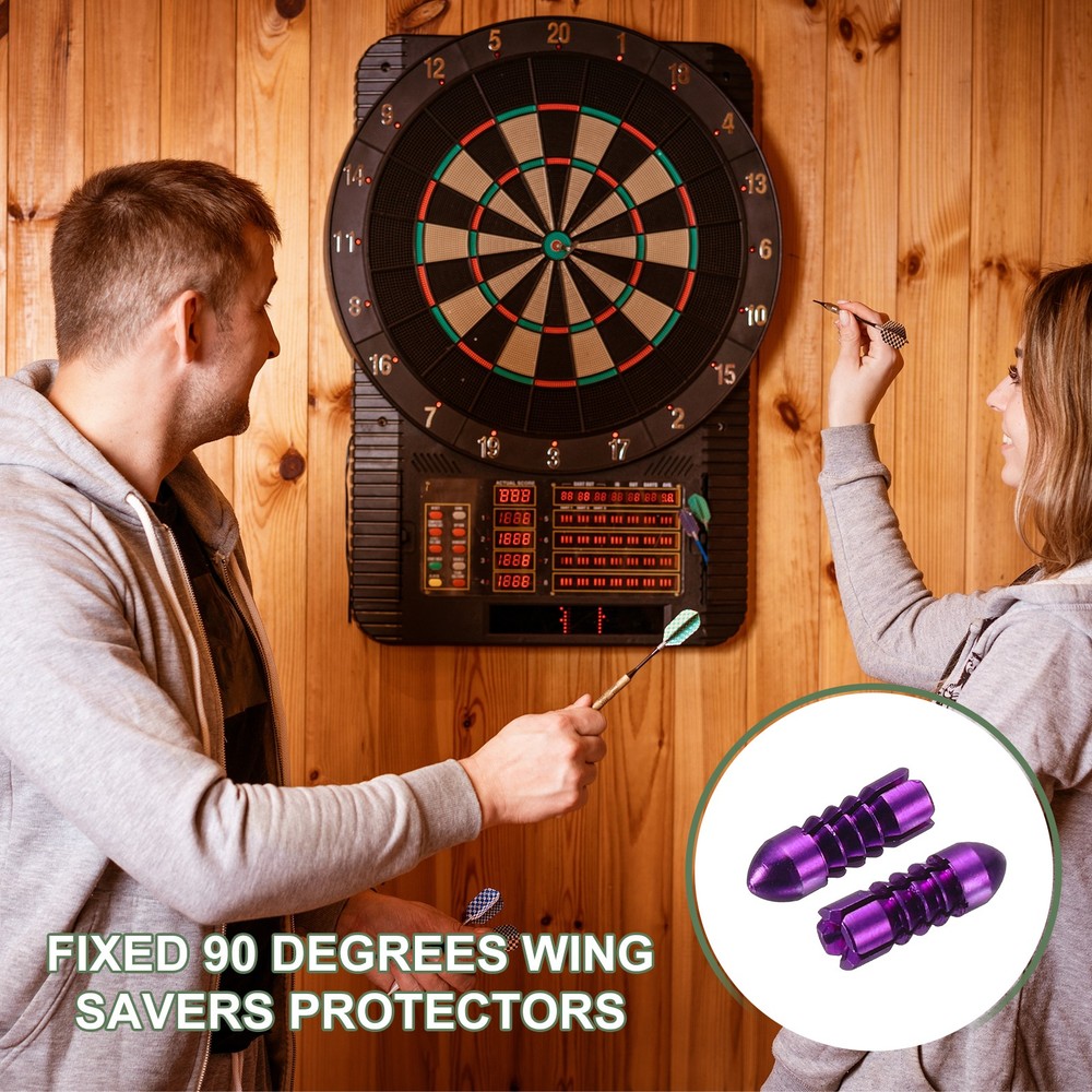 9 Pcs Dart Flight Protectors Fixed 90 Degrees Wing Savers Protects, Purple