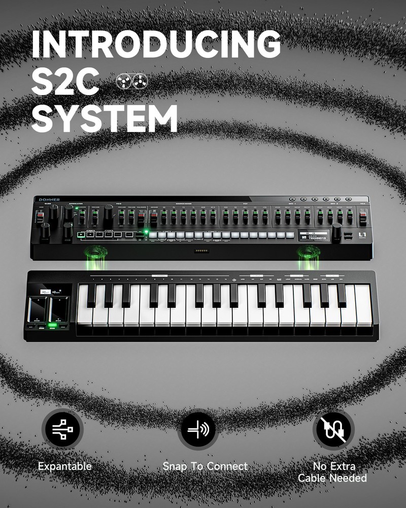 Donner ESSENTIAL L1 Synthesizer 64-Step Sequencer S2C Magnetic Modular System
