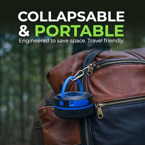 Outdoor Solar Lantern - Solar or Plug Rechargeable Lantern - Collapsible Blue