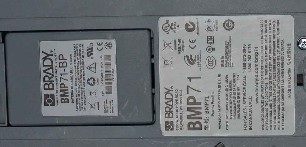 BRADY BMP71 PORTABLE THERMAL TRANSFER LABEL PRINTER