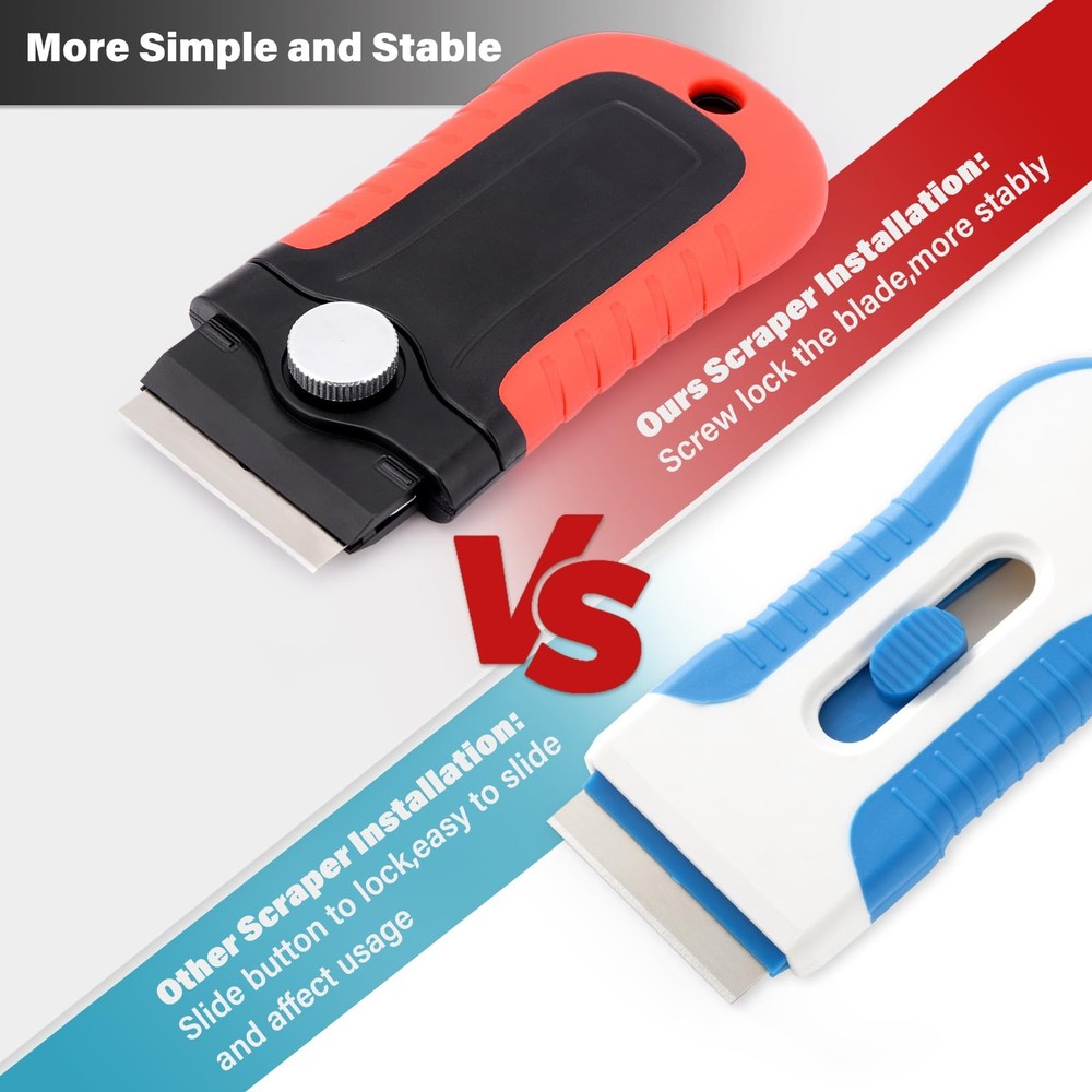 Gomake Razor Blade Scraper Tool with Storage Container, Black With Red