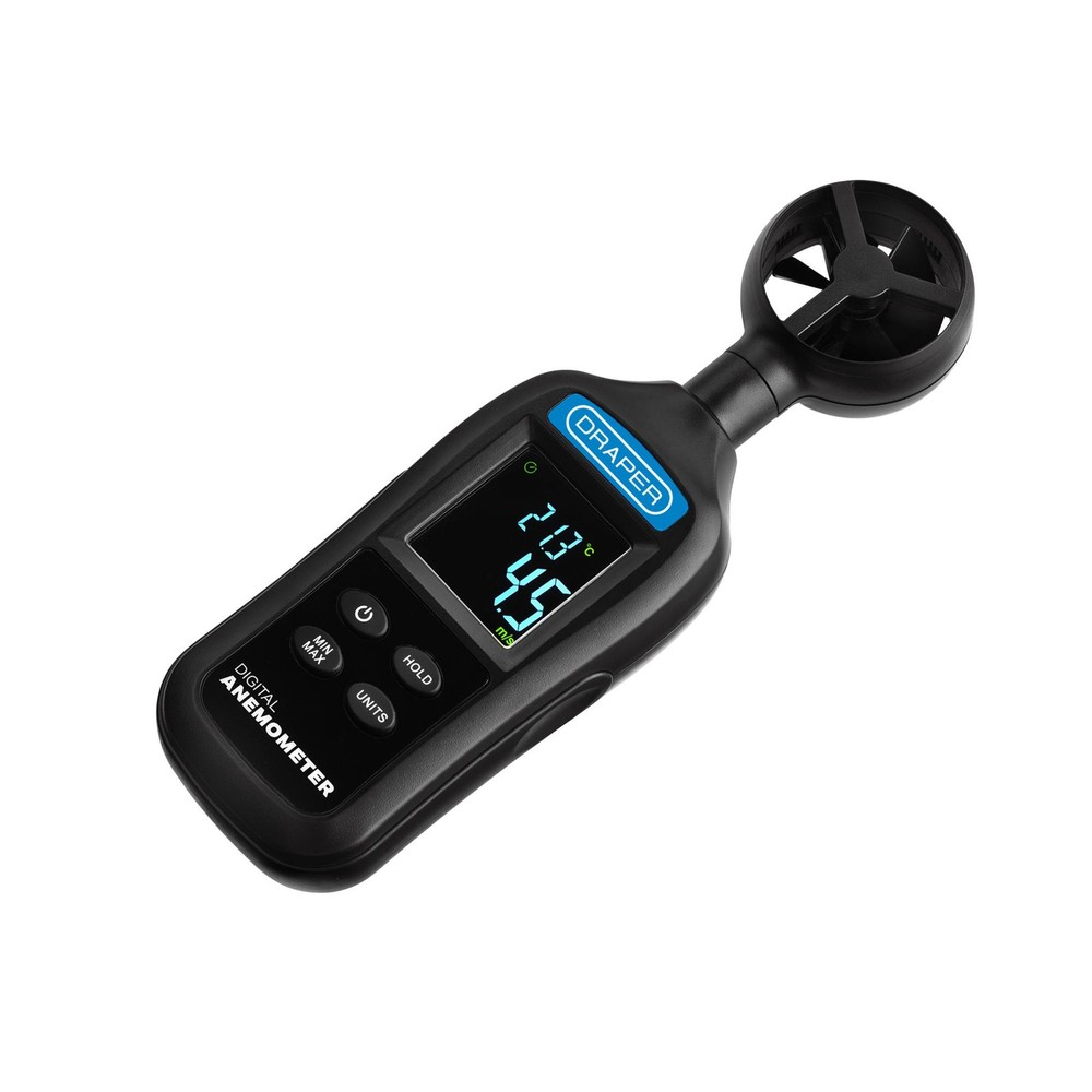 Draper Digital Anemometer Wind Speed and Temperature Meter LCD Display 12445