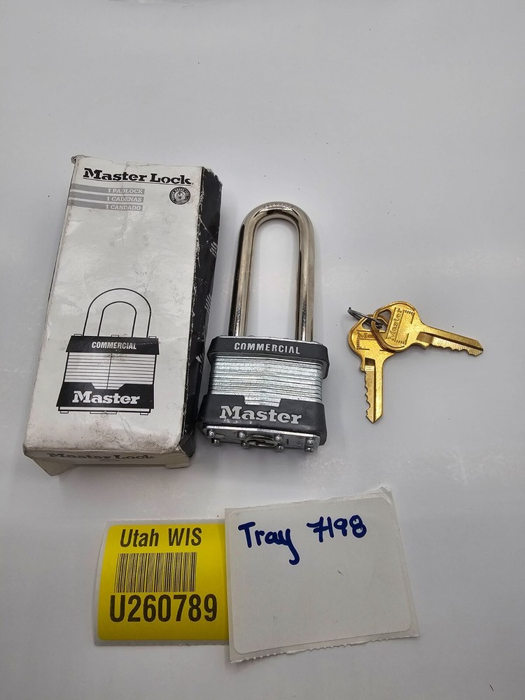 MASTER LOCK 3JZH8 Keyed Padlock, 3/4 in Rectangle Silver