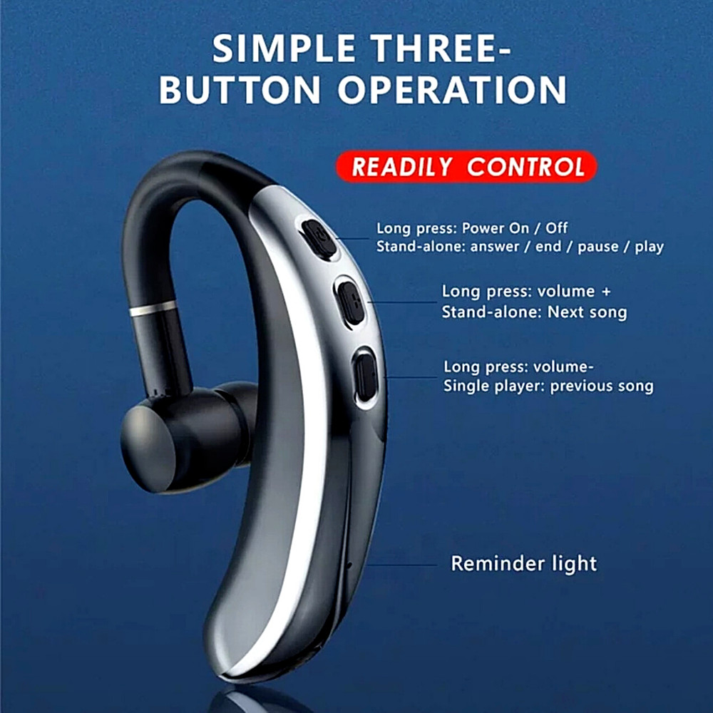 Wireless Bluetooth Handsfree Earphone Earhook Headset For Smart Phone Universal