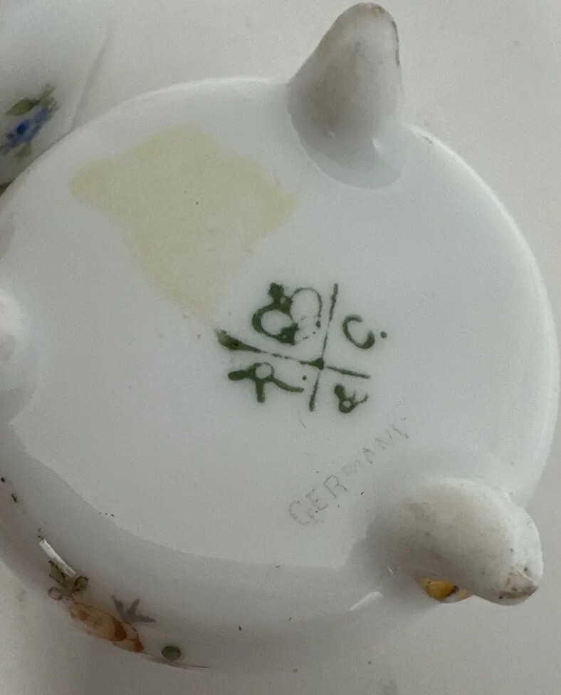 Tiny, Footed Porcelain Open Salt Dip, Cellar, Dish 1.5" Antique