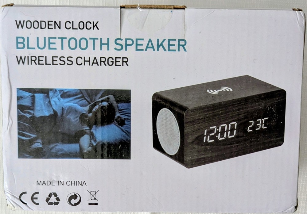 Wooden Clock Bluetooth Speaker Wireless Charger