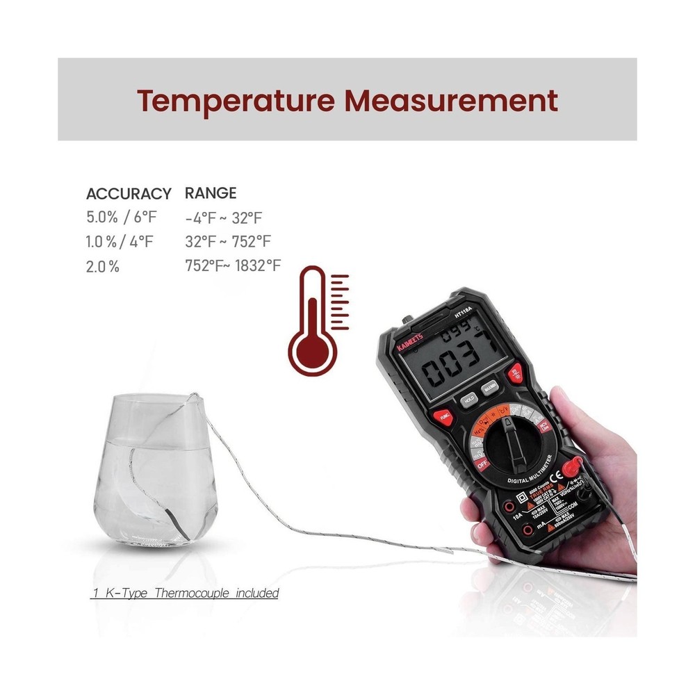 KAIWEETS Digital Multimeter TRMS 6000 Counts Voltmeter Auto-Ranging Fast Accu...