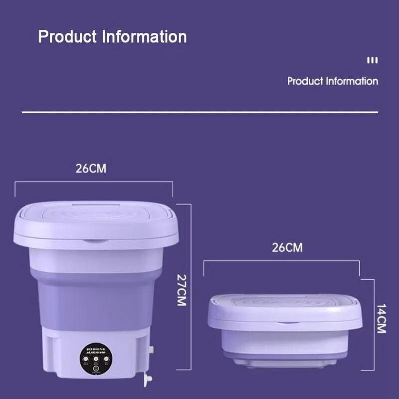 8L Mini Washing Machine Folding Portable Sterilization Drying Laundry Machine