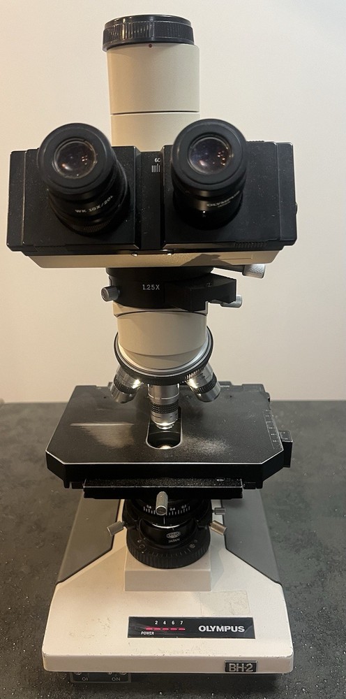 OLYMPUS BH-2 TRINOCULAR MICROSCOPE W/ SPLAN 2X/4X/10X OBJECTIVE SET
