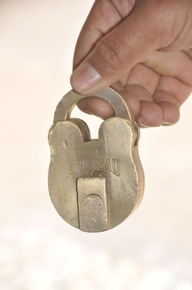 Vintage Hind Azad Brass Unique Shape Solid Fine Handcrafted Padlock