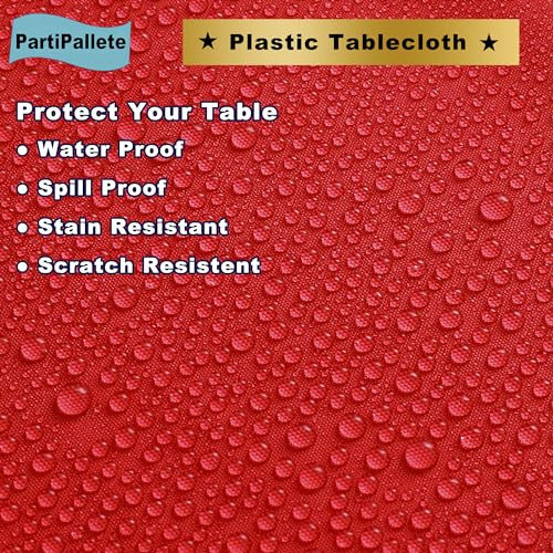 3-Pack Premium Plastic Red Tablecloth Disposable 54" x 108" Rectangle Table