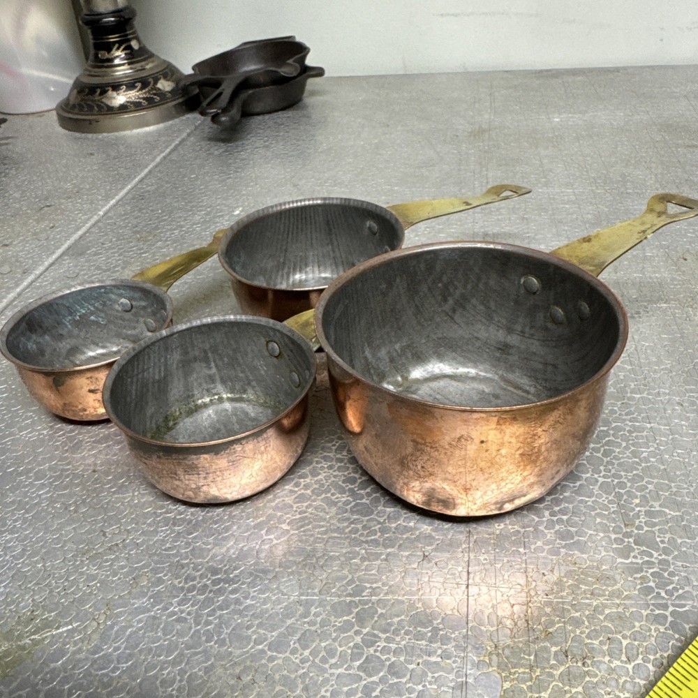 Set Of 4 Copper Measuring Cups