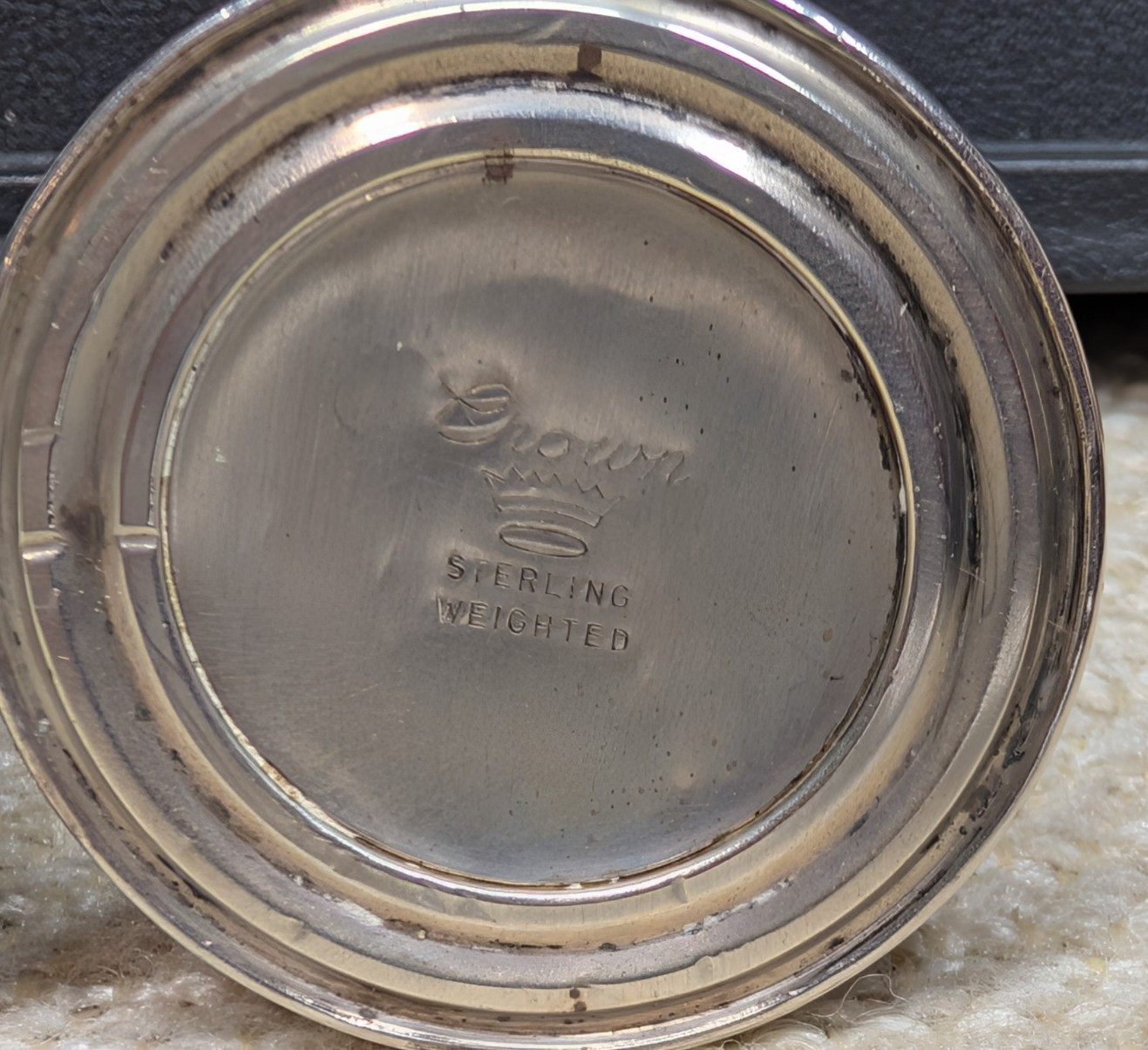 Vtg Crown Tall Sterling Silver Salt &Pepper Shaker Glass Lined 3.39oztw 260339