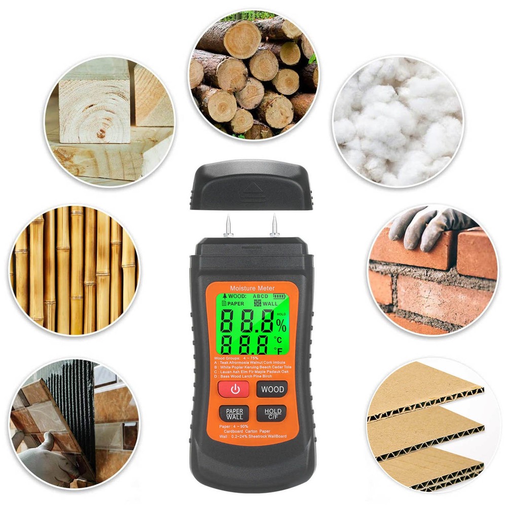 Moisture Meter for Wood Wall Paper Caravan Damp Plasterboard Testing Device