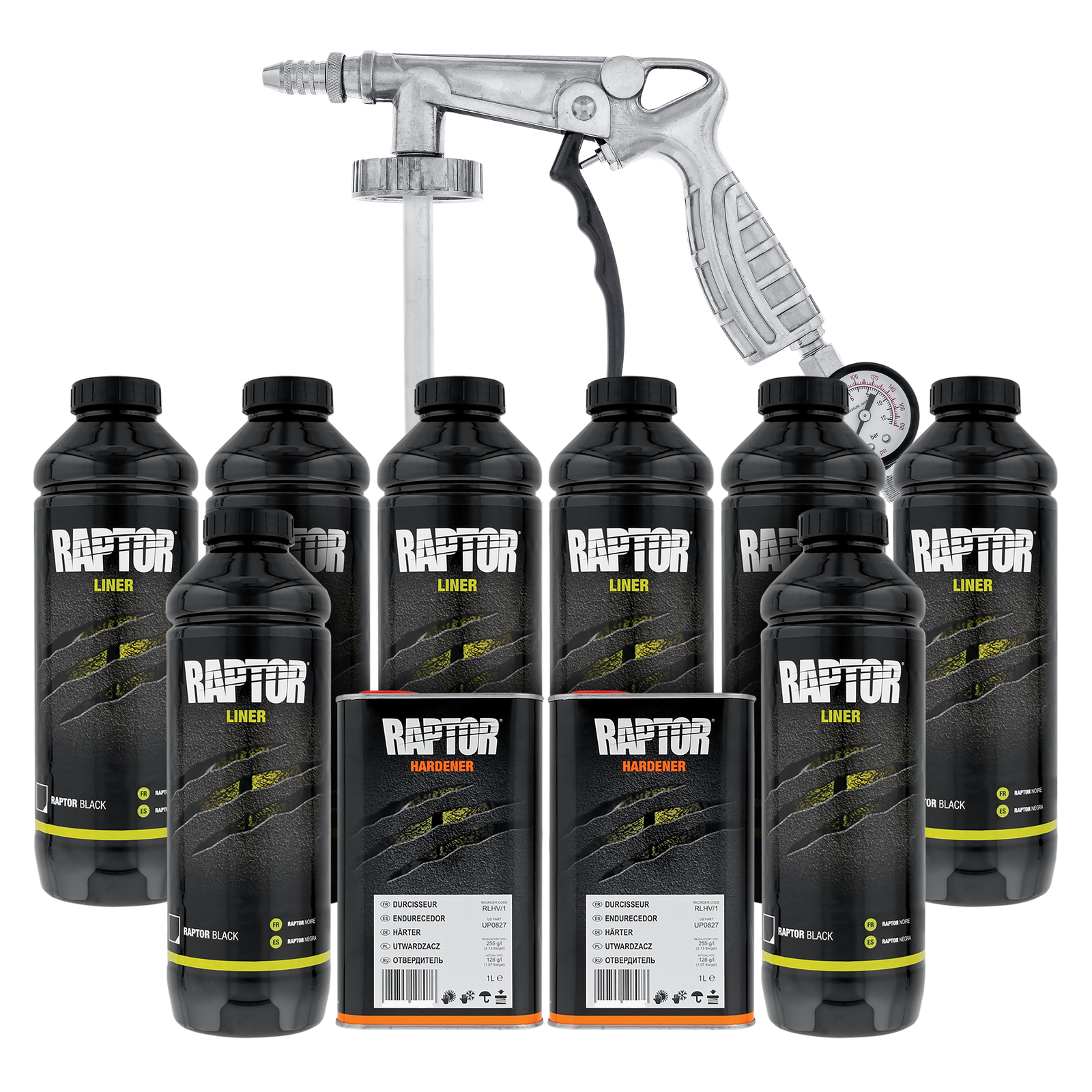 U-POL Raptor Black Urethane Spray-On Truck Bed Liner Spray Gun, 8 Liters
