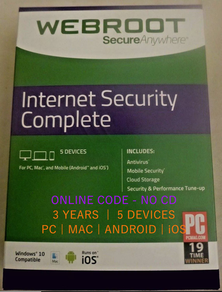 ONLINE KEY (NO CD) | Webroot Security Complete 2025 | 3 Yrs, 5 PC/MAC/MOBILE