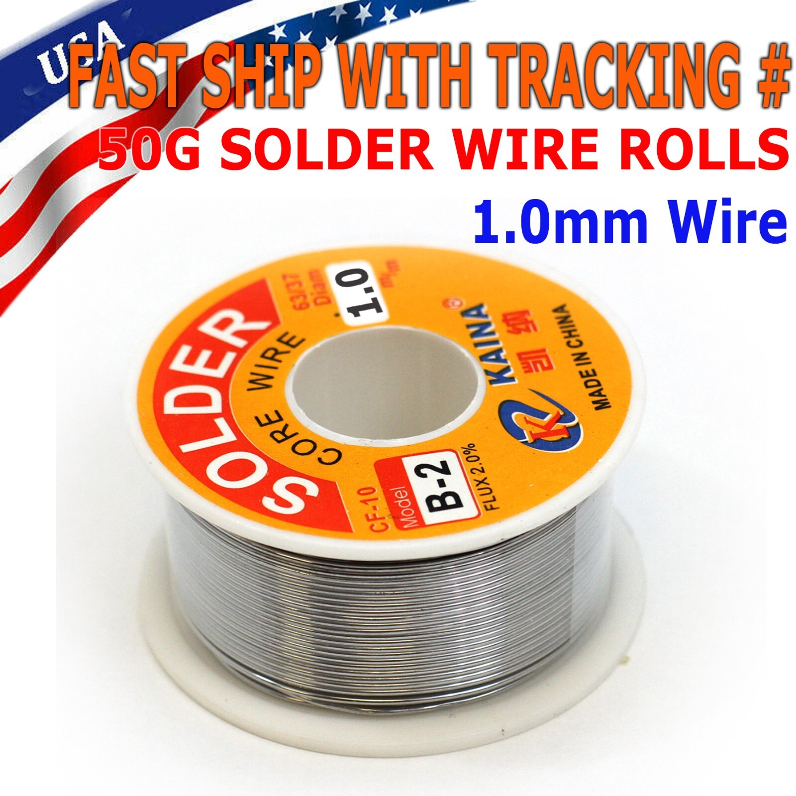 63-37 Tin Rosin Core Solder Wire Electrical Soldering Sn60 Flux .031"/1.0mm 50G