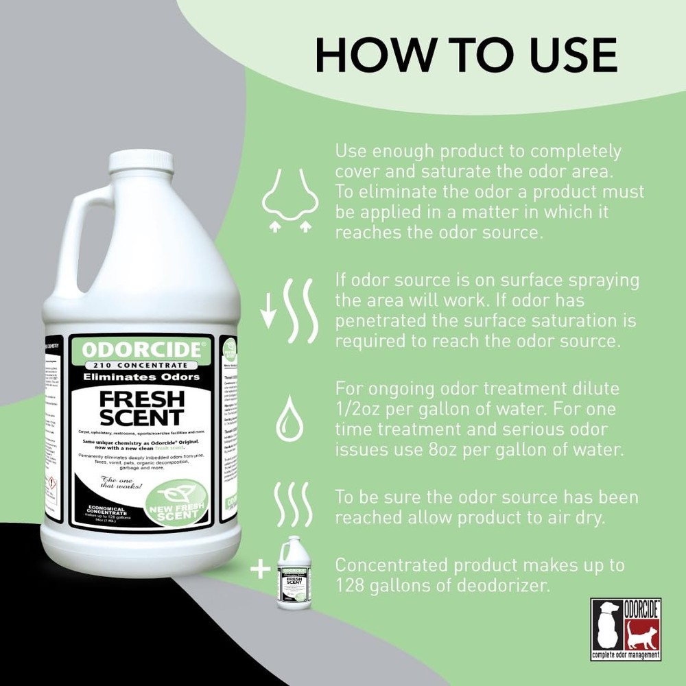 Odorcide Odor Eliminator Concentrate: for 64 oz, Fresh Scent