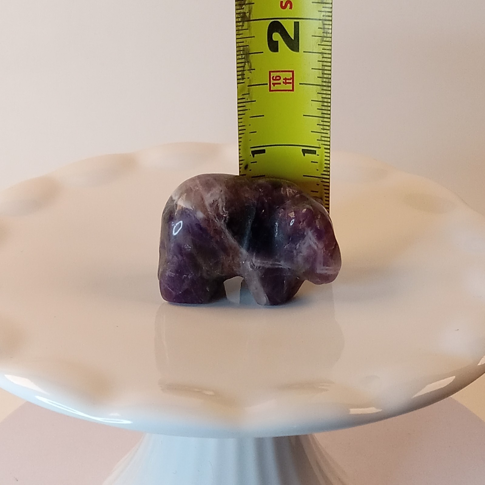 Dream Amethyst Crystal Bear Carving Purple Stone Animal 24g | E59