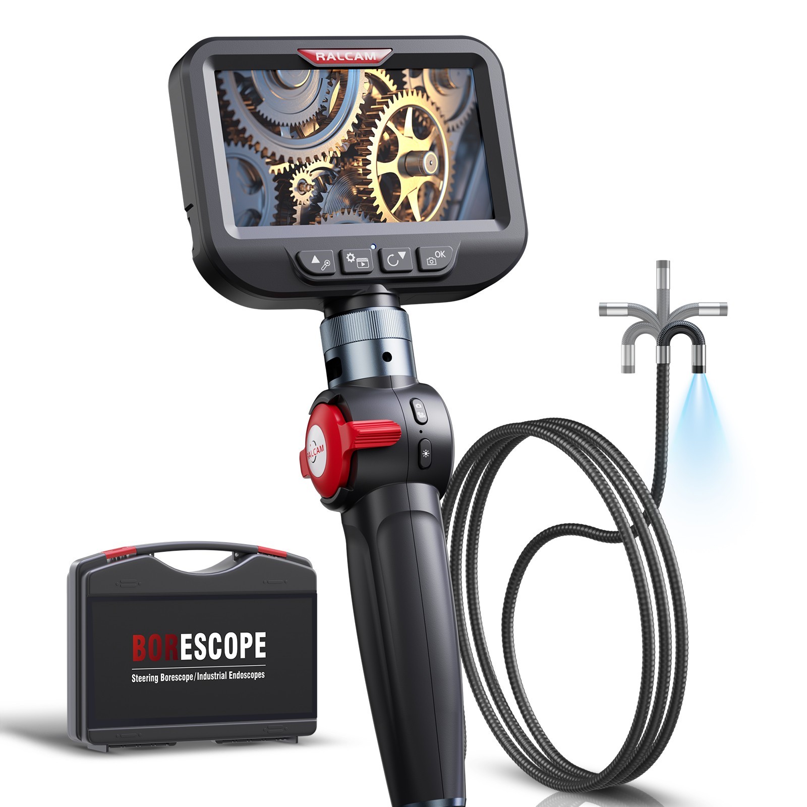 Ralcam Endoscope Inspection Camera Articulating Borescope 3.3FT Flexible Tube