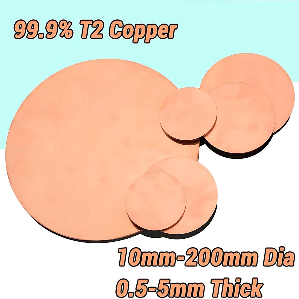 Pure copper Cu Metal Sheet Round Copper Sheet Solid Copper Disc Select Size