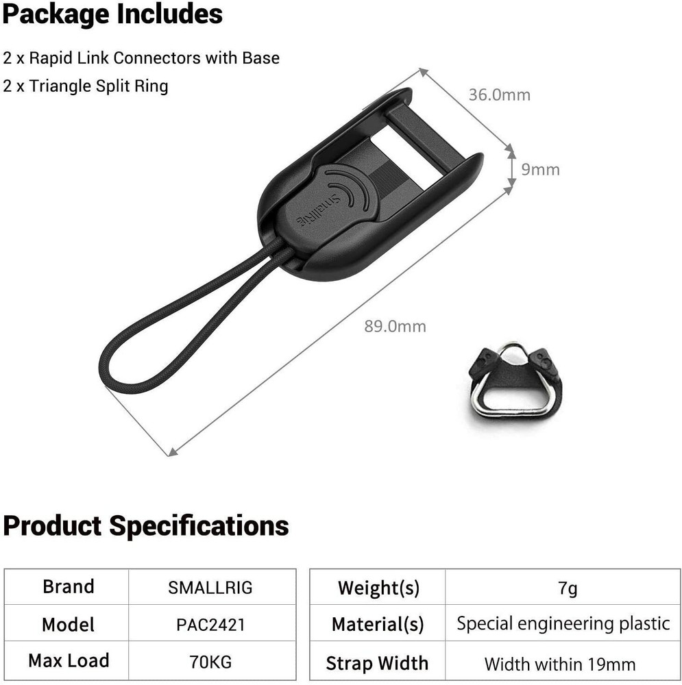 SmallRig Camera Strap Clips QD Loops Quick Release Buckle Connector 2PCS PAC2421