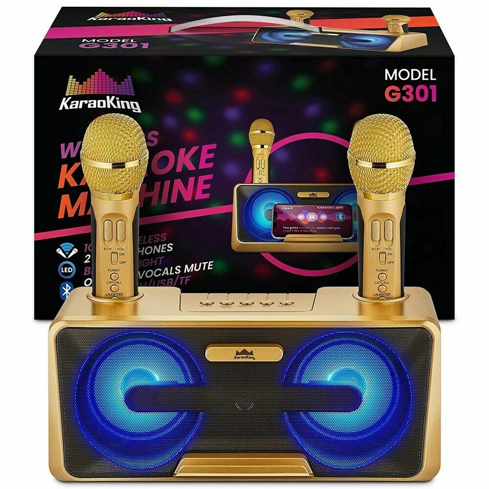 KaraoKing Karaoke Machine 2 Wireless Karaoke Microphone Bluetooth Compatible