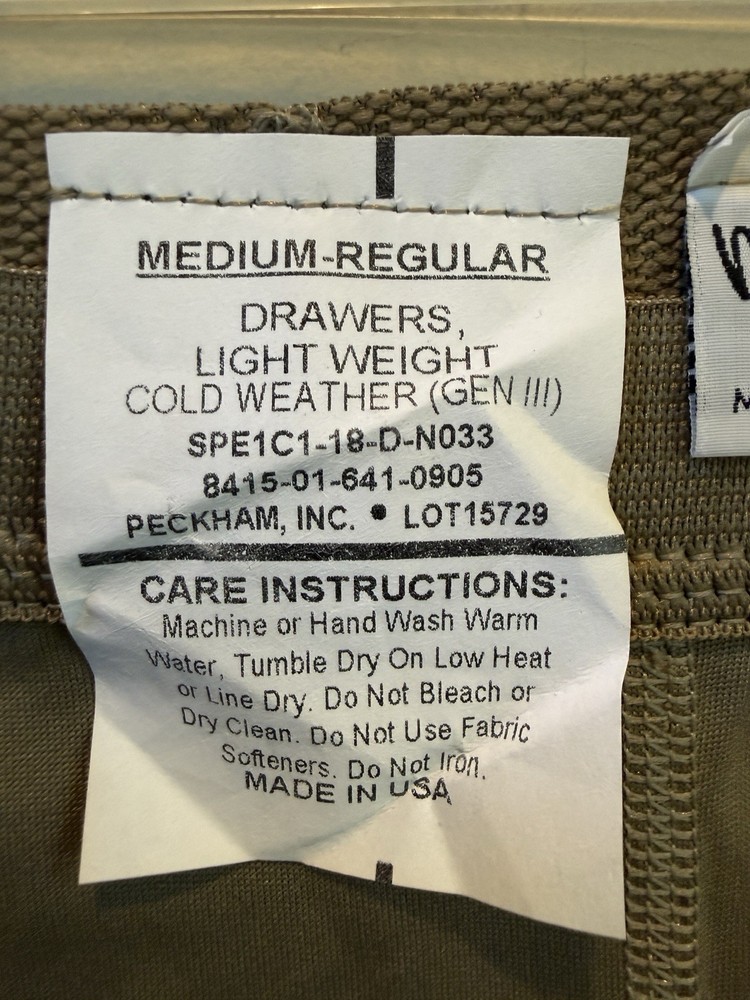 ECWCS level 1 Medium-Regular Silk Bottoms