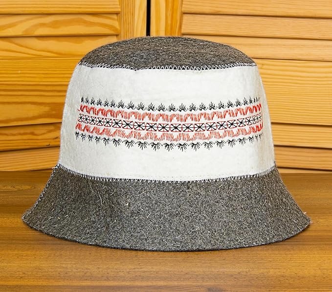 Ukrainian Wool Sauna Hat Embroidered Ornament Vyshyvanka Ukraine Sauna Hat Fi...