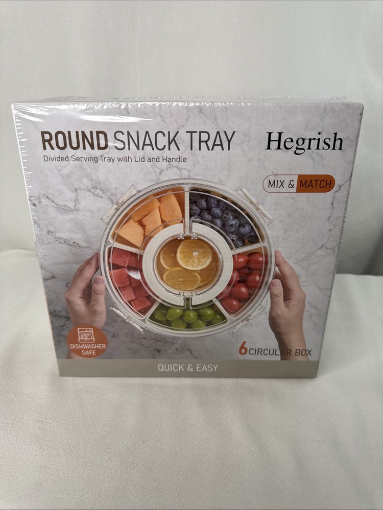 Hegrish Round Plastic Snack Tray With Lid
